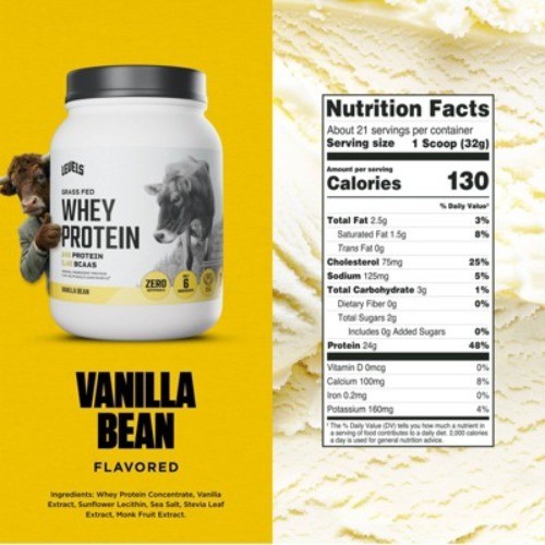 Levels Grass Fed Whey Protein Powder – Vanilla – 23.7oz