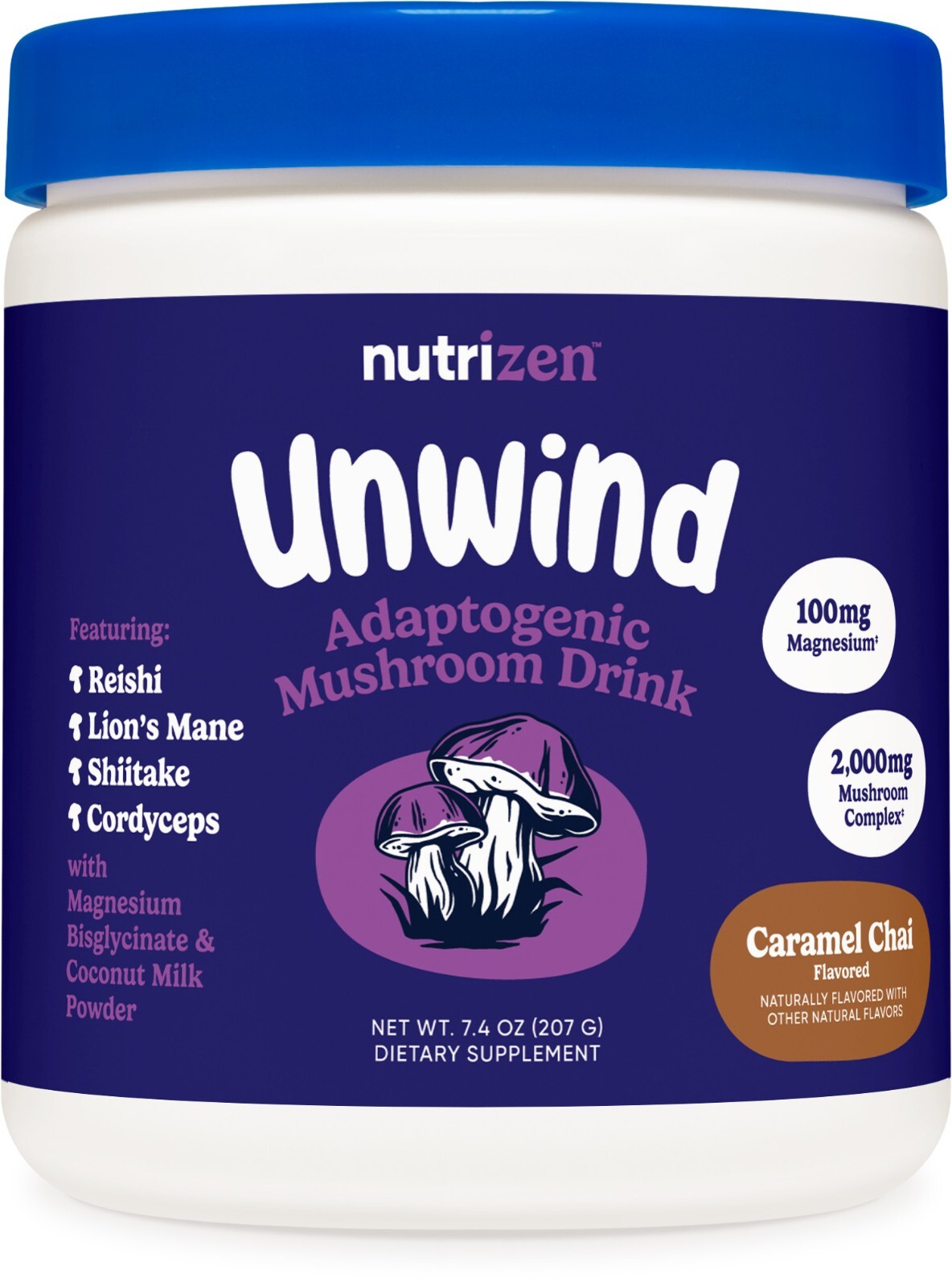 Nutricost Nutrizen PM Unwind Adaptogenic Mushroom Drink (Caramel Chai Flavored)
