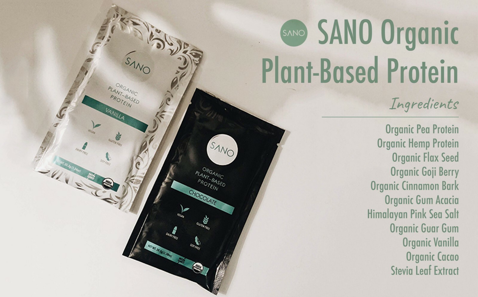 SANO Organic Vegan Plant-Based Protein Powder, Vanilla (14 Servings)