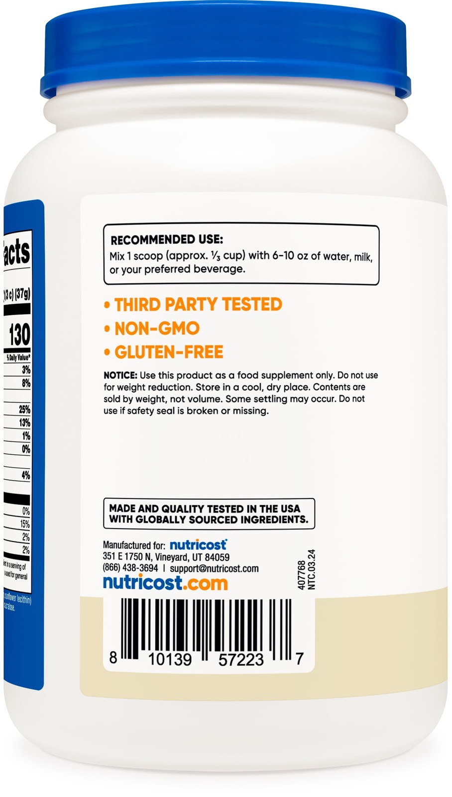 Nutricost Whey Protein Concentrate (1.5 Pounds, Vanilla) – 25 Grams of Protein