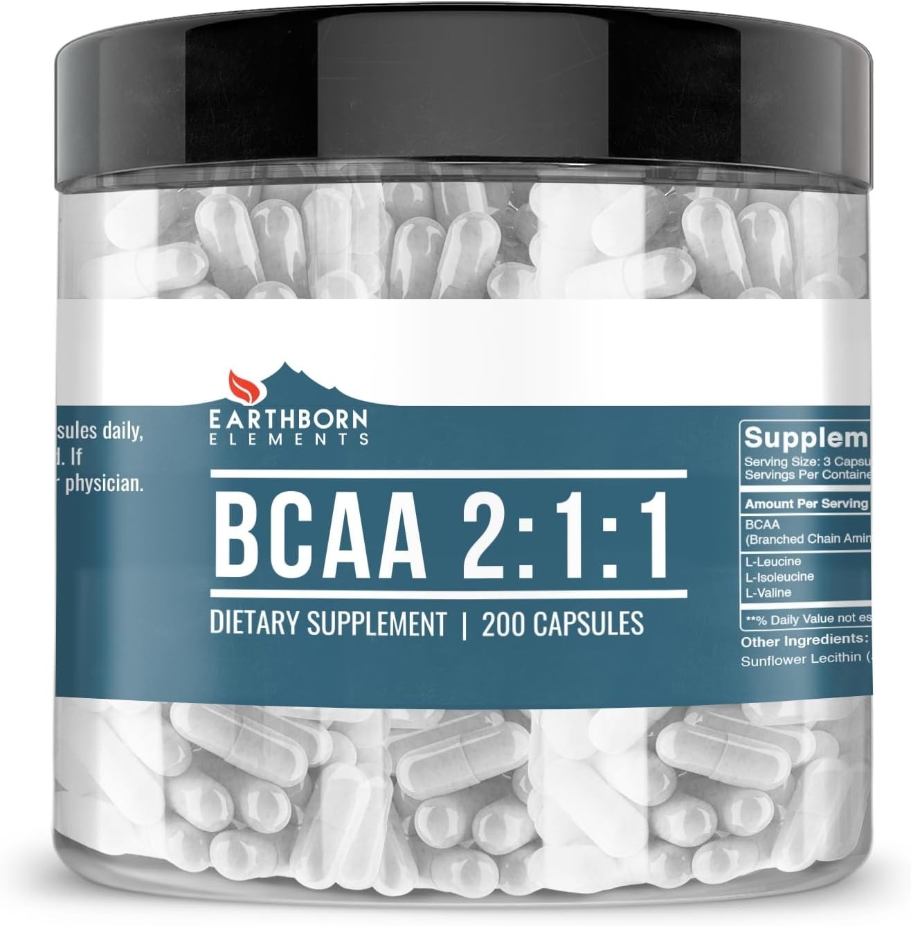 BCAA, 200 Capsules, Pure & Undiluted, No Additives