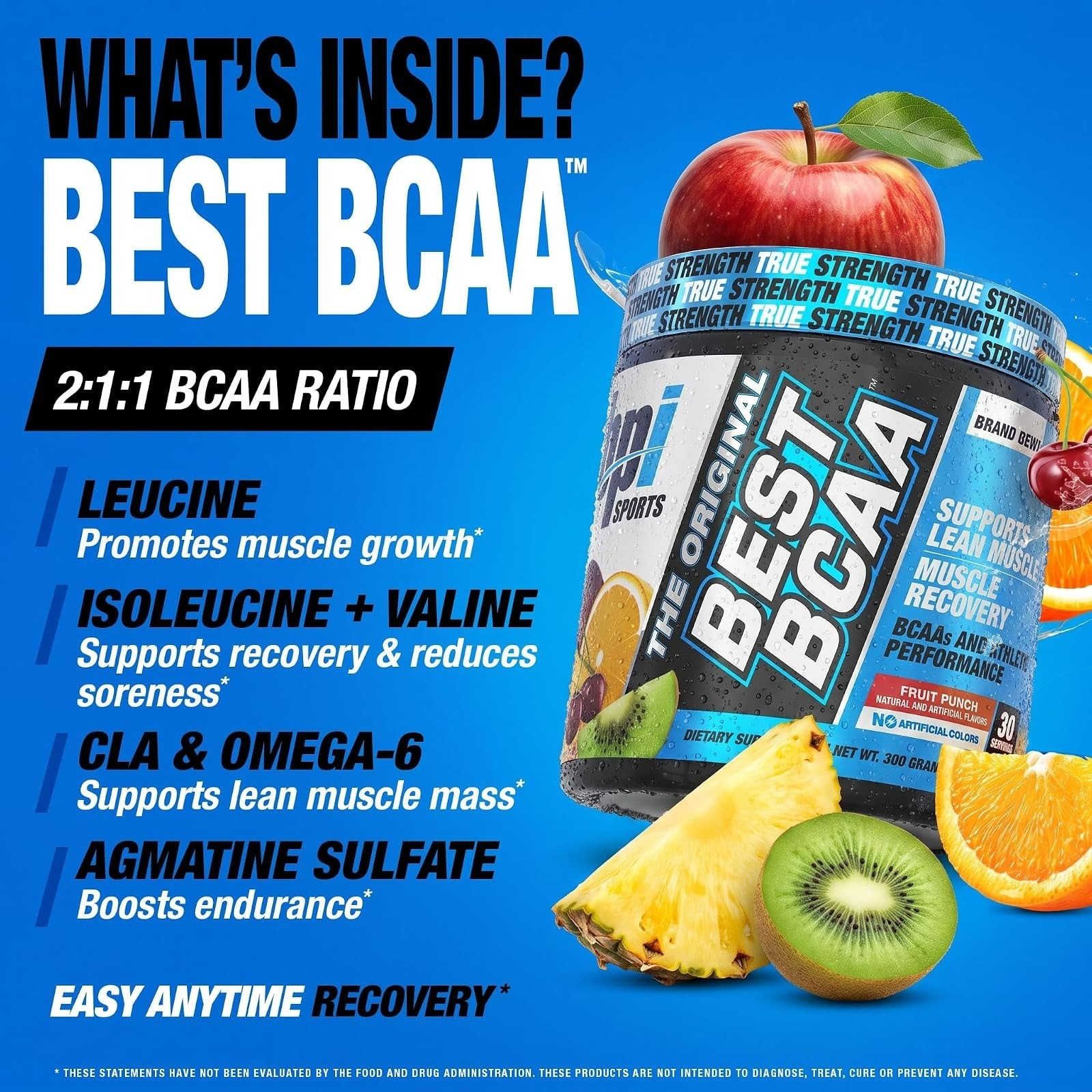 BPI Sports Best BCAA Powder – Hydration, Fruit Punch, 30 Servings