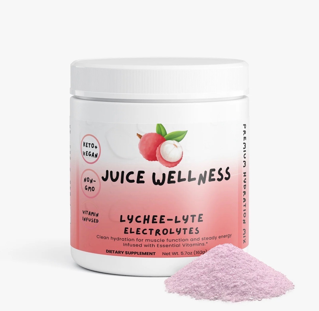 JUICE ELECTROLYTES Lychee-zero sugar, Keto, non-GMO, B Vitamins