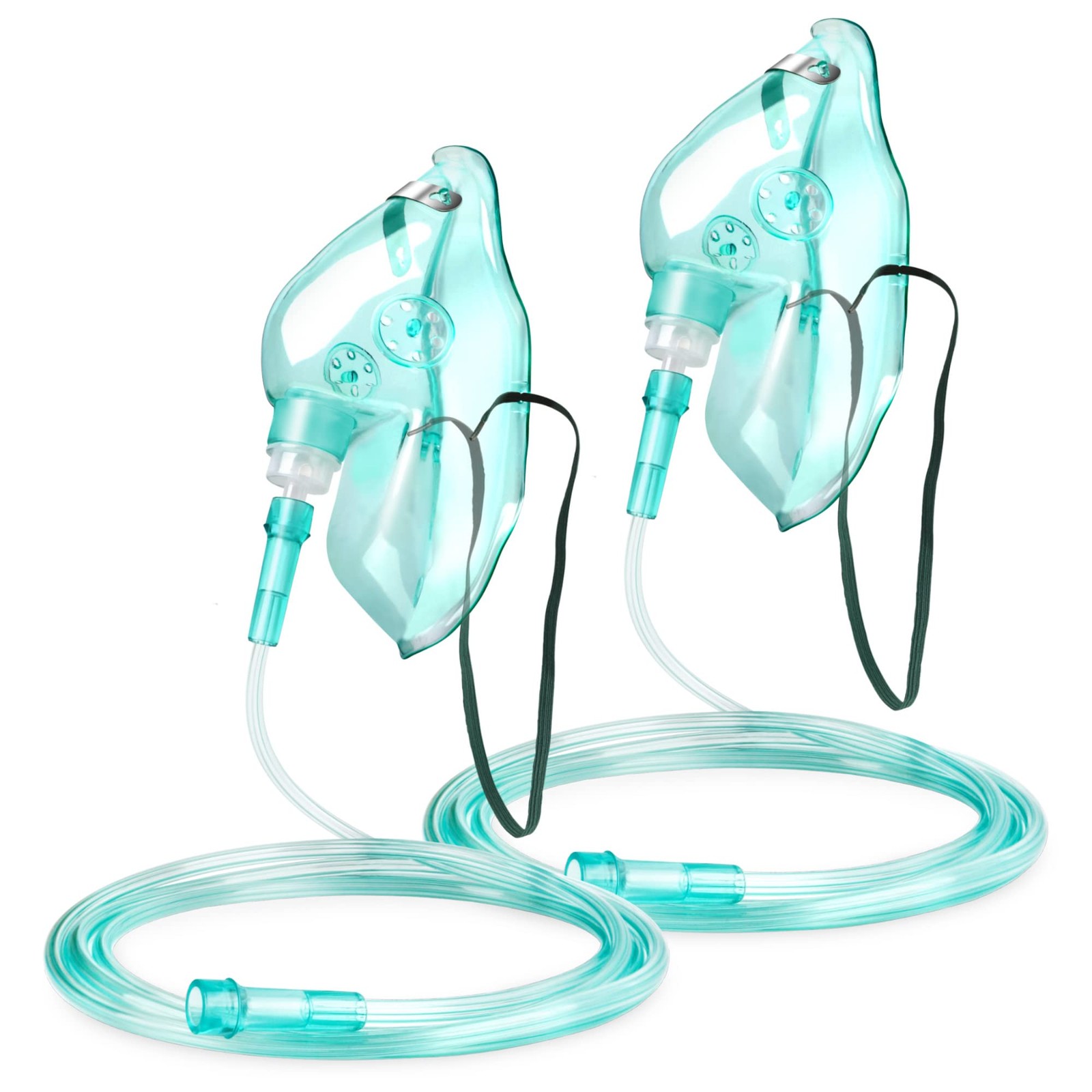 ANSNF 2 Pack Oxygen Mask for Face Adult with 6.6′ Tube & Size L-2pcs, Green