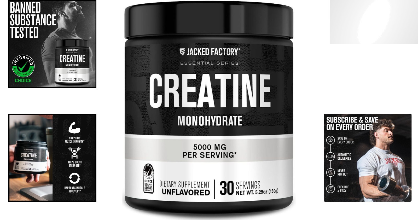 Unflavored 150g Creatine Monohydrate – 30 Servings for Endurance & Strength