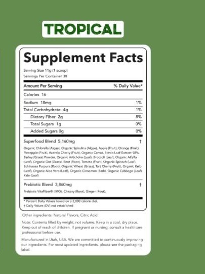 5-BOX LOT (50 PACKETS ) CLEAN SIMPLE EATS Super Greens Powder Tropical Drink