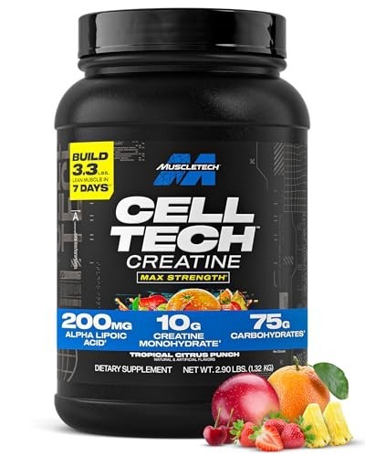 MuscleTech Creatine Monohydrate Powder – Tropical Citrus Punch, 3 lbs (27 Serv)