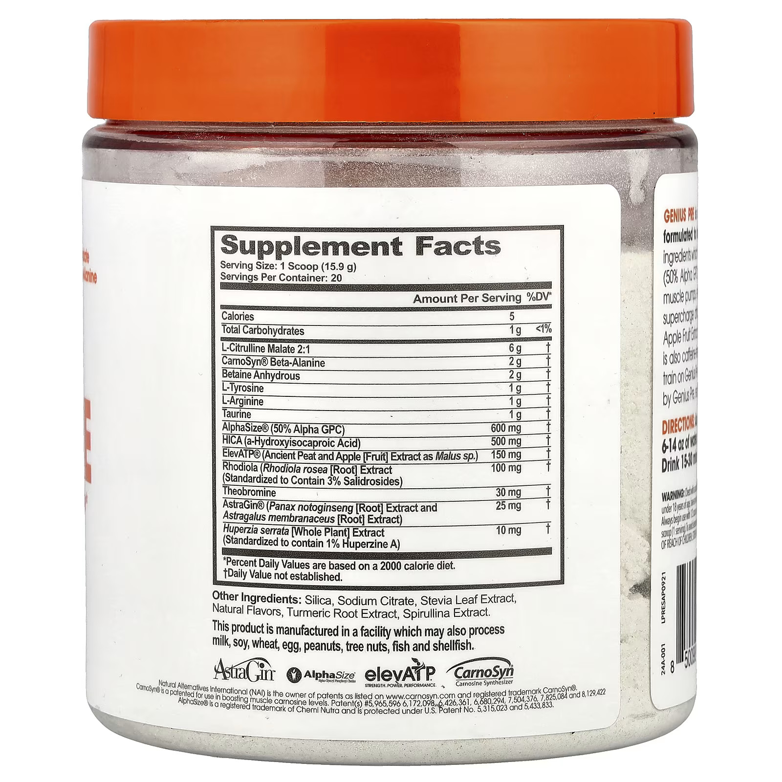 2 X The Genius Brand, Genius Pre, Sour Apple, 11.11 oz (315 g)