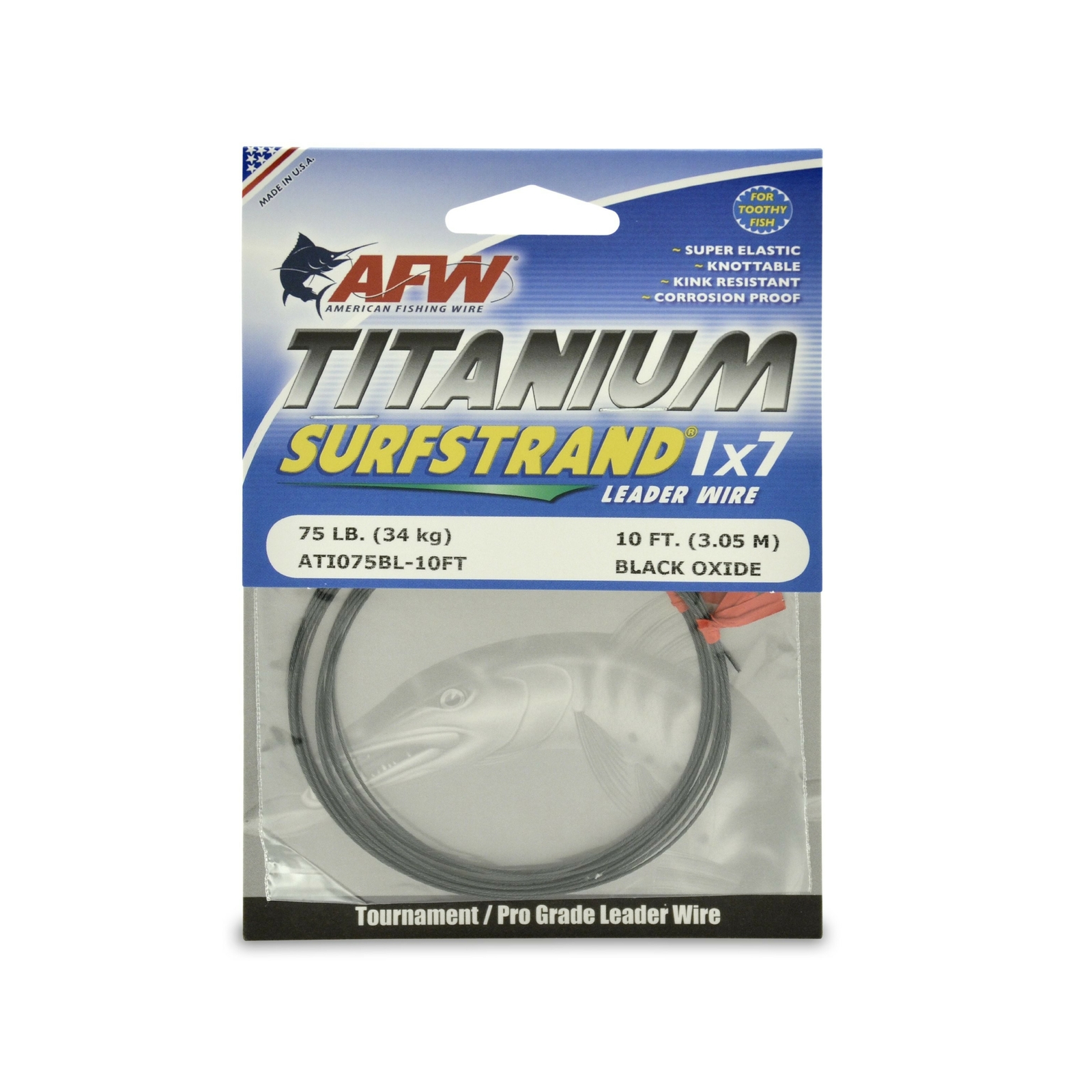 American Fishing Wire Titanium Surfstrand Bare 1×7 Titanium Leader Wire Black