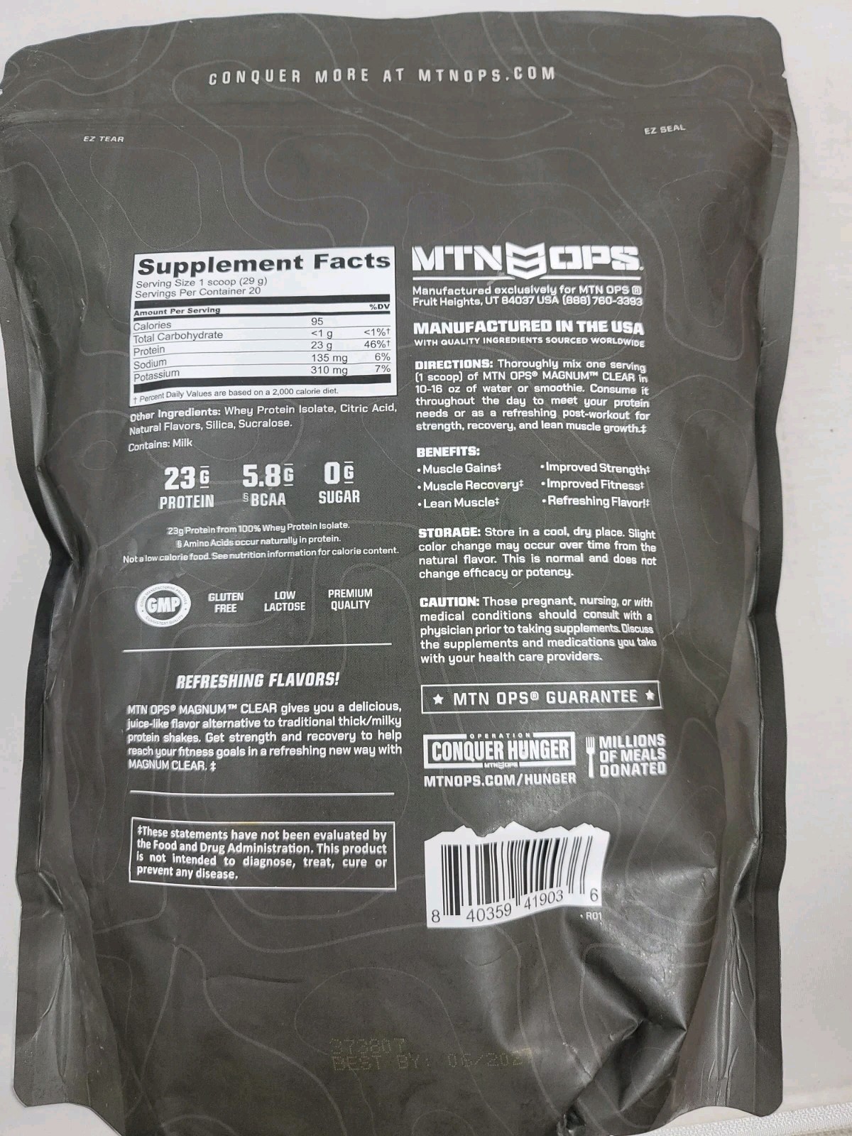 MTN OPS Magnum Clear 100% Whey Protein Isolate 23g Per Serving