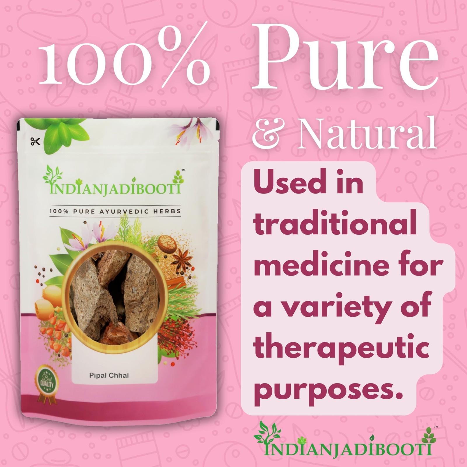 Indian Jadi Booti Pipal Chaal – Pure Sacred Fig Bark 100g Pack of 2