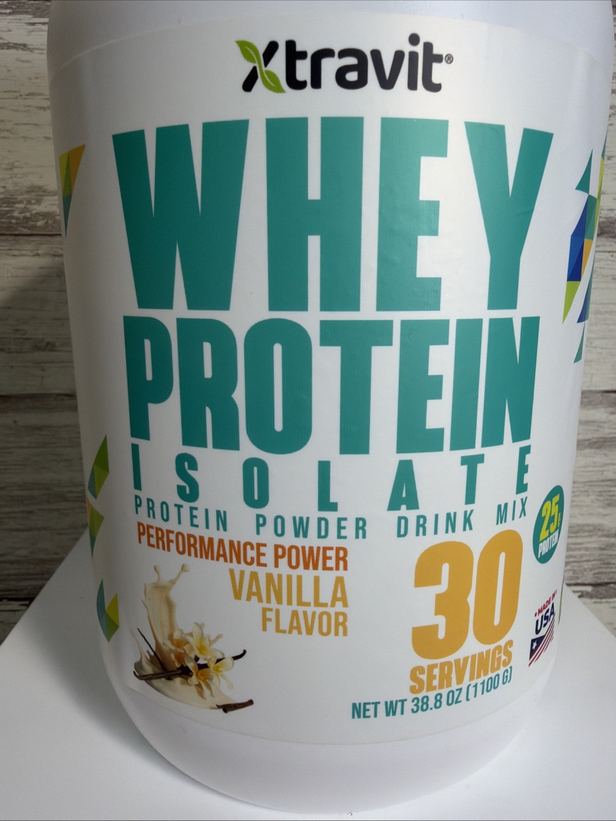 Xtravit Whey Protein Isolate Vanilla 30 Servings 25g Protein 38.8oz Exp 03/2028