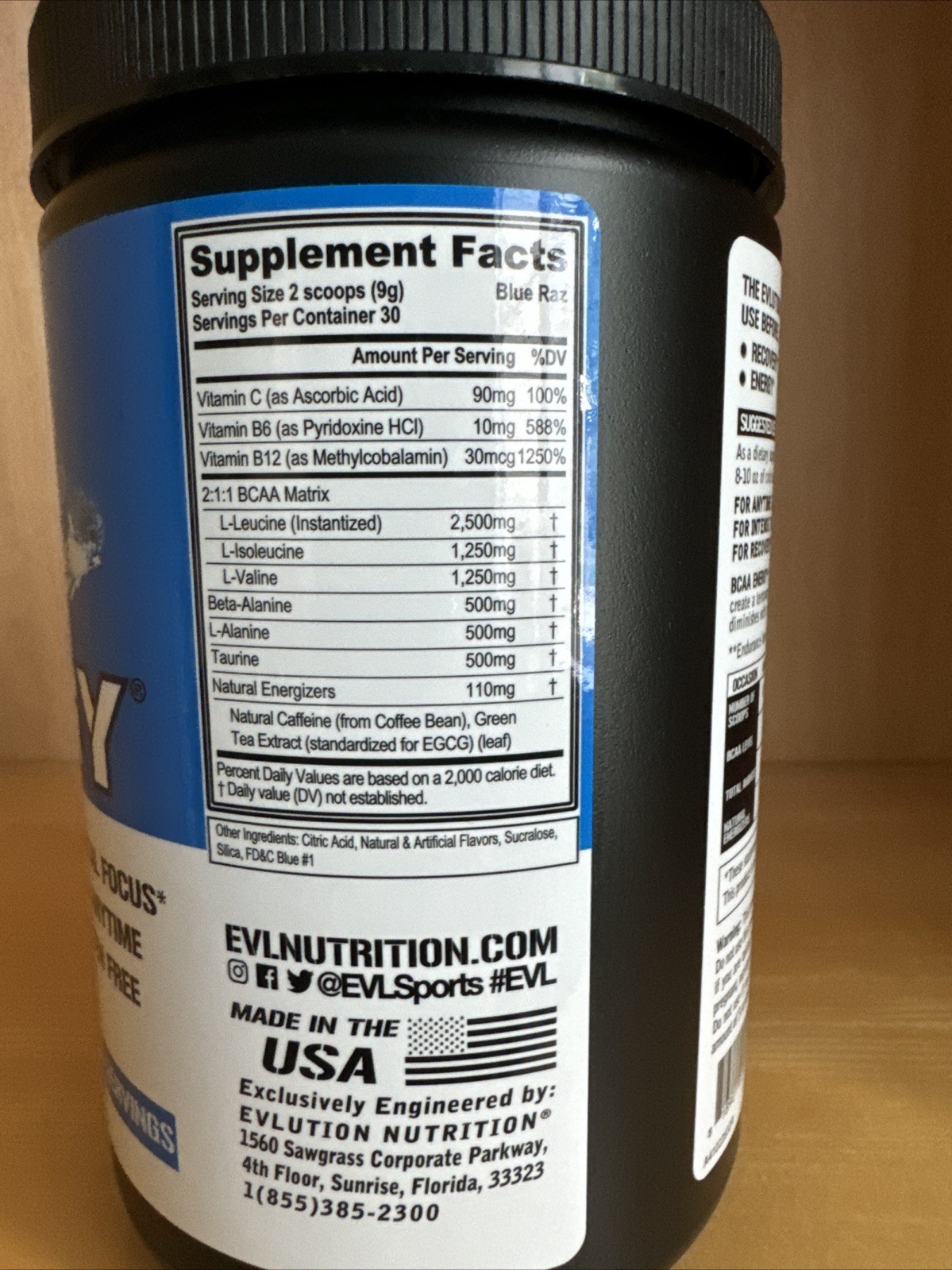 Evlution Nutrition BCAA Energy, Blue Raz, 30 Servings Powder 10.26 oz – 9 g Per