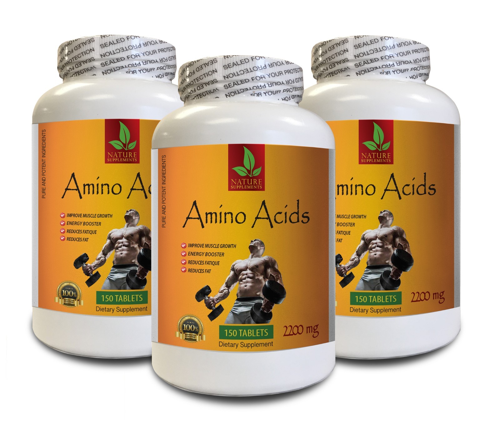 muscle building – AMINO ACIDS 2200mg – muscle gain – 3 Bottles 450 Tablets