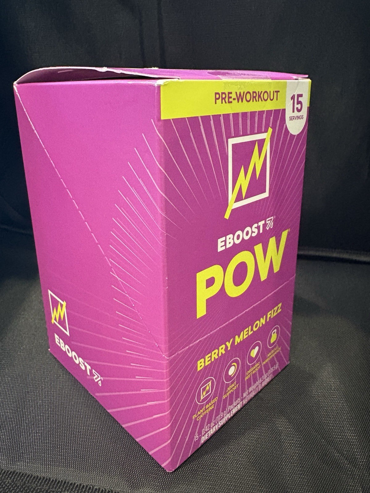 EBOOST POW Clean Energy Pre-Workout Berry Melon Fizz 15 Packets BB 06/25