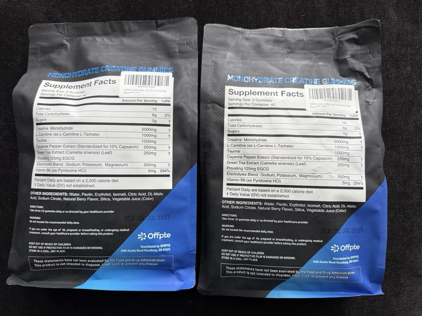 Lot of 2 Offpte Creatine Monohydrate Gummies 5000mg Sugar-Free Mixed Berry 120Ct