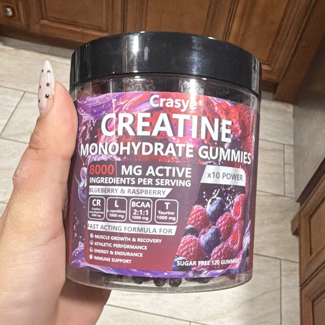 Crasy•e Creatine Monohydrate Gummies 8000mg 120ct Sugar-Free Blueberry