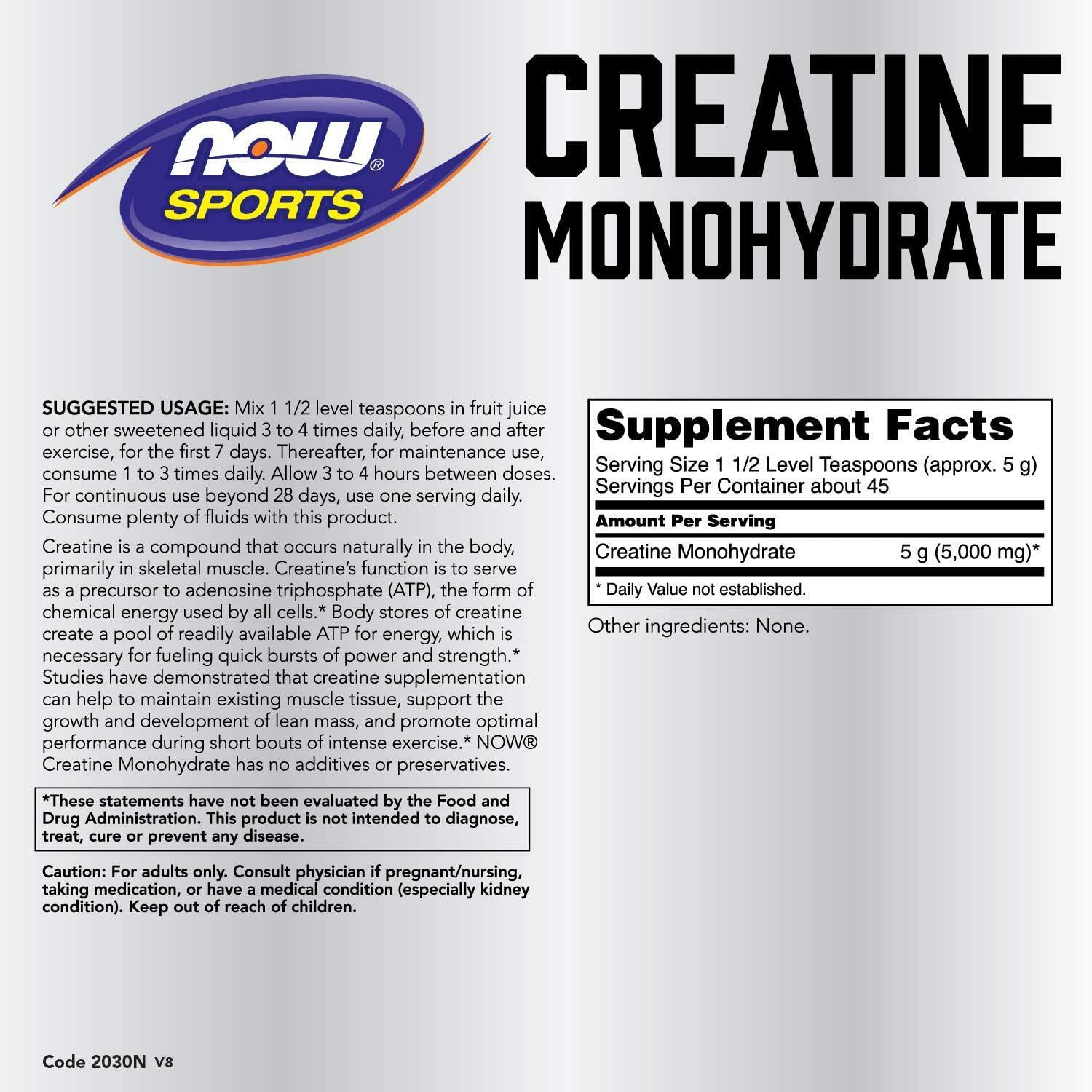 NOW Sports Pure Creatine Monohydrate Powder & more