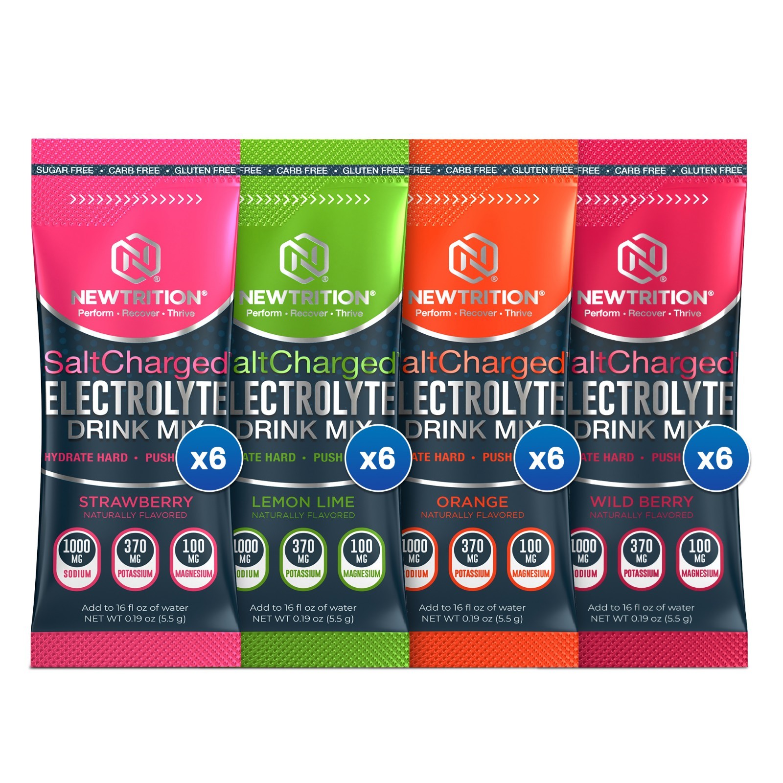 NewTrition SaltCharged Electrolyte Hydration Drink Mix Powder Packets Zero Sugar