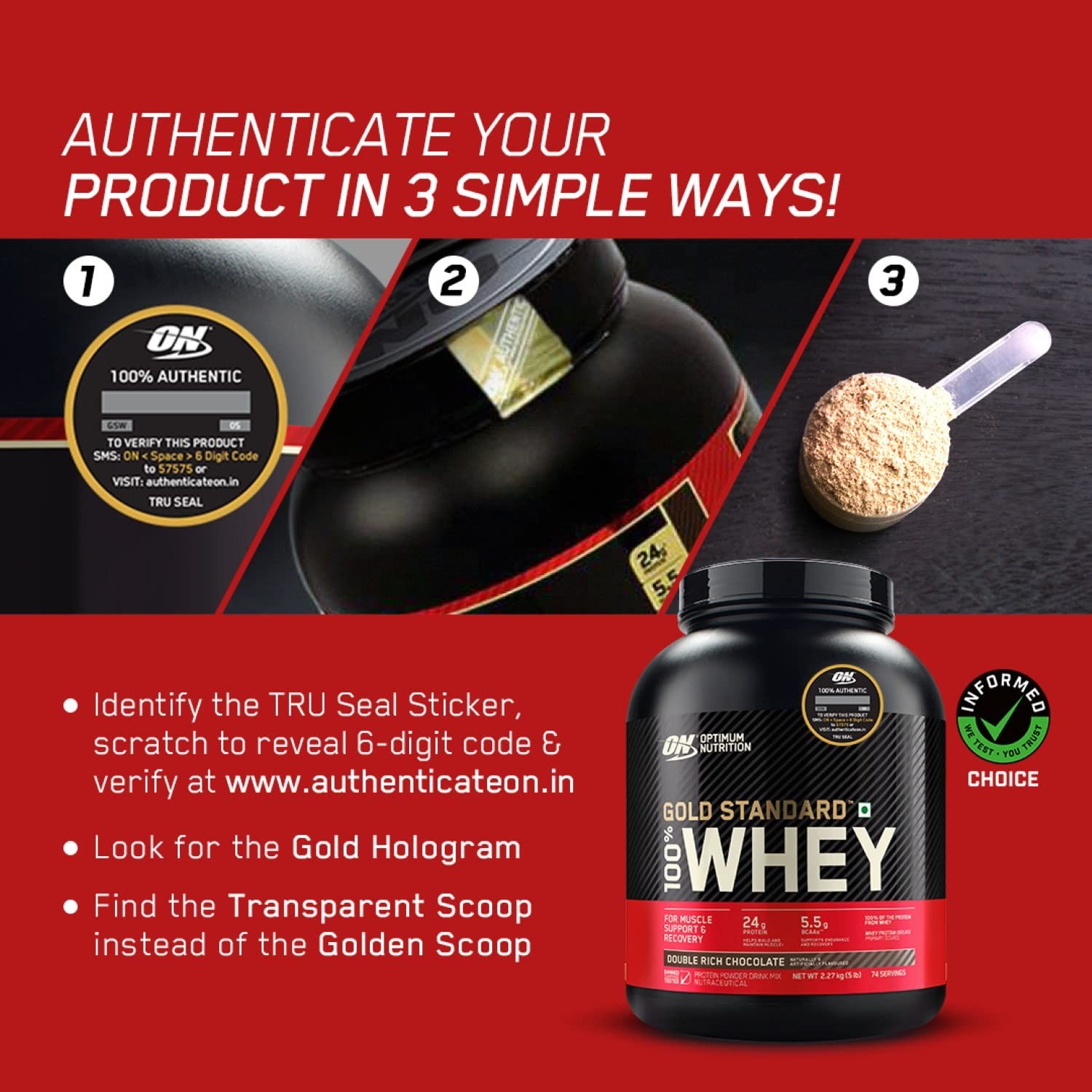 ON Gold Standard 100% Whey | Chocolate | 5 x 30.4g Sachets