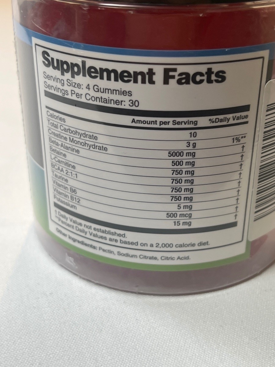 SUOOCH Creatine Monohydrate Gummies L-Taurine Vitamin B12 120 Gummies New