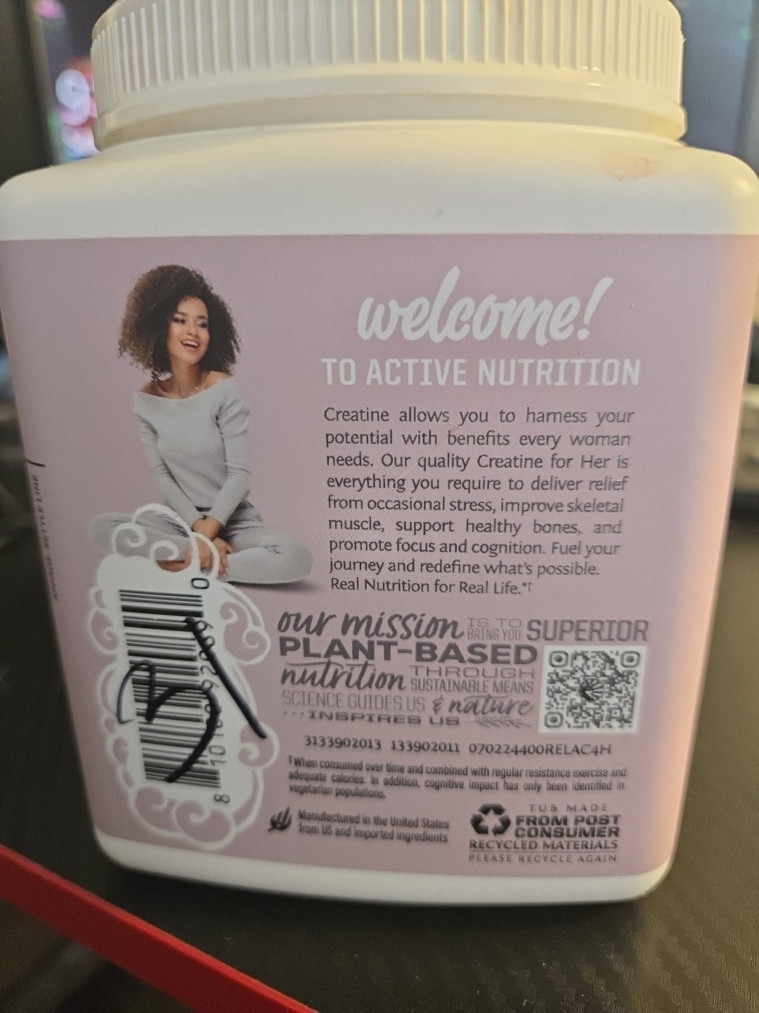 Sunwarrior Creatine for Women Monohydrate Powder Micronized PreWorkout 14.1 oz