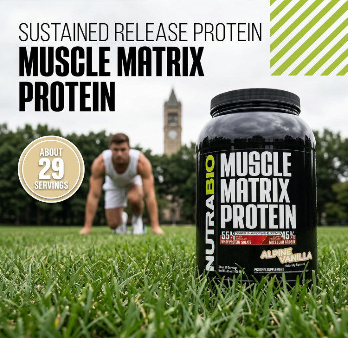 NutraBio Muscle Matrix Protein Powder, Vanilla, 2 lb, 28 Servings