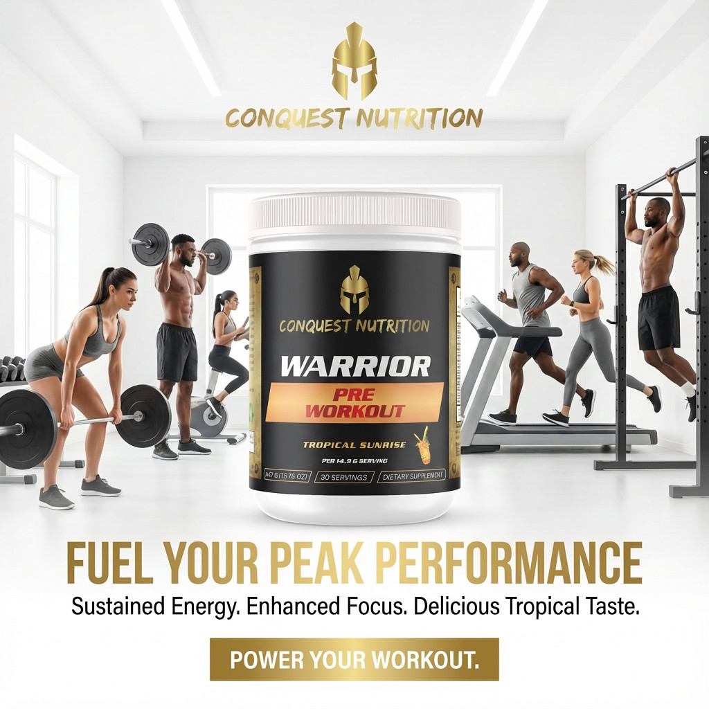 Conquest Warrior Pre Workout Tropical Sunrise 30 Servings Energy Focus Pump