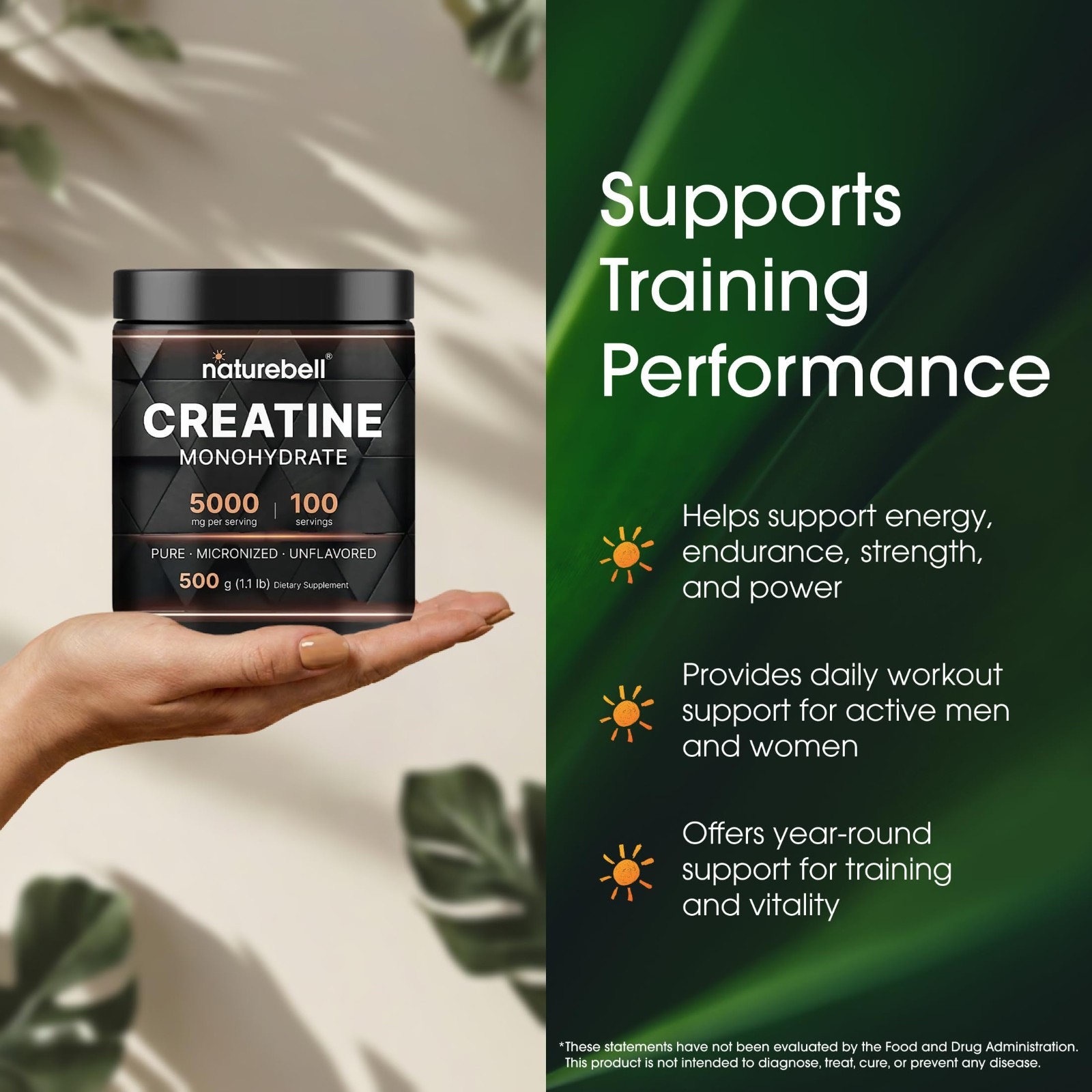 Micronized Creatine Monohydrate Powder 500g – 5000mg Unflavored, Vegan, Keto – P