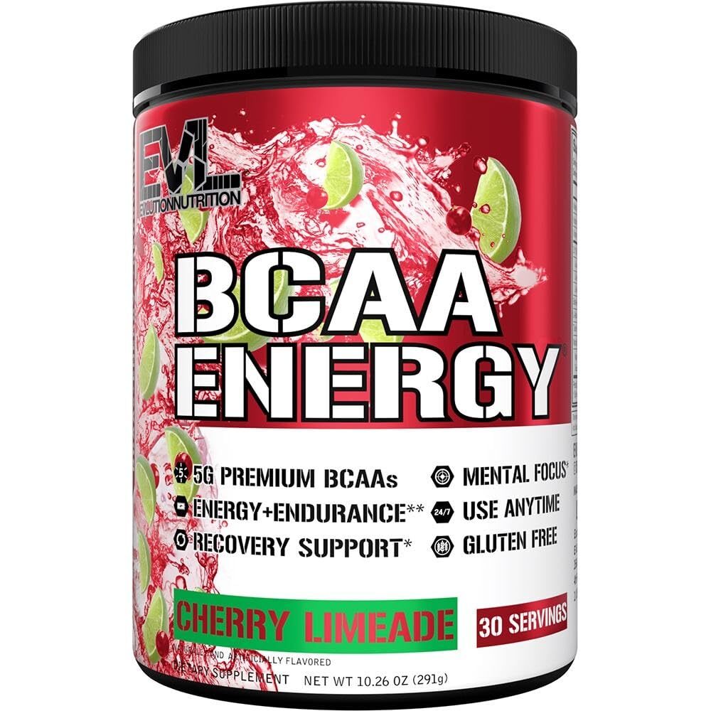 EVL BCAA Energy Cherry Limeade 30 Servings Preworkout Amino Acid Supplement