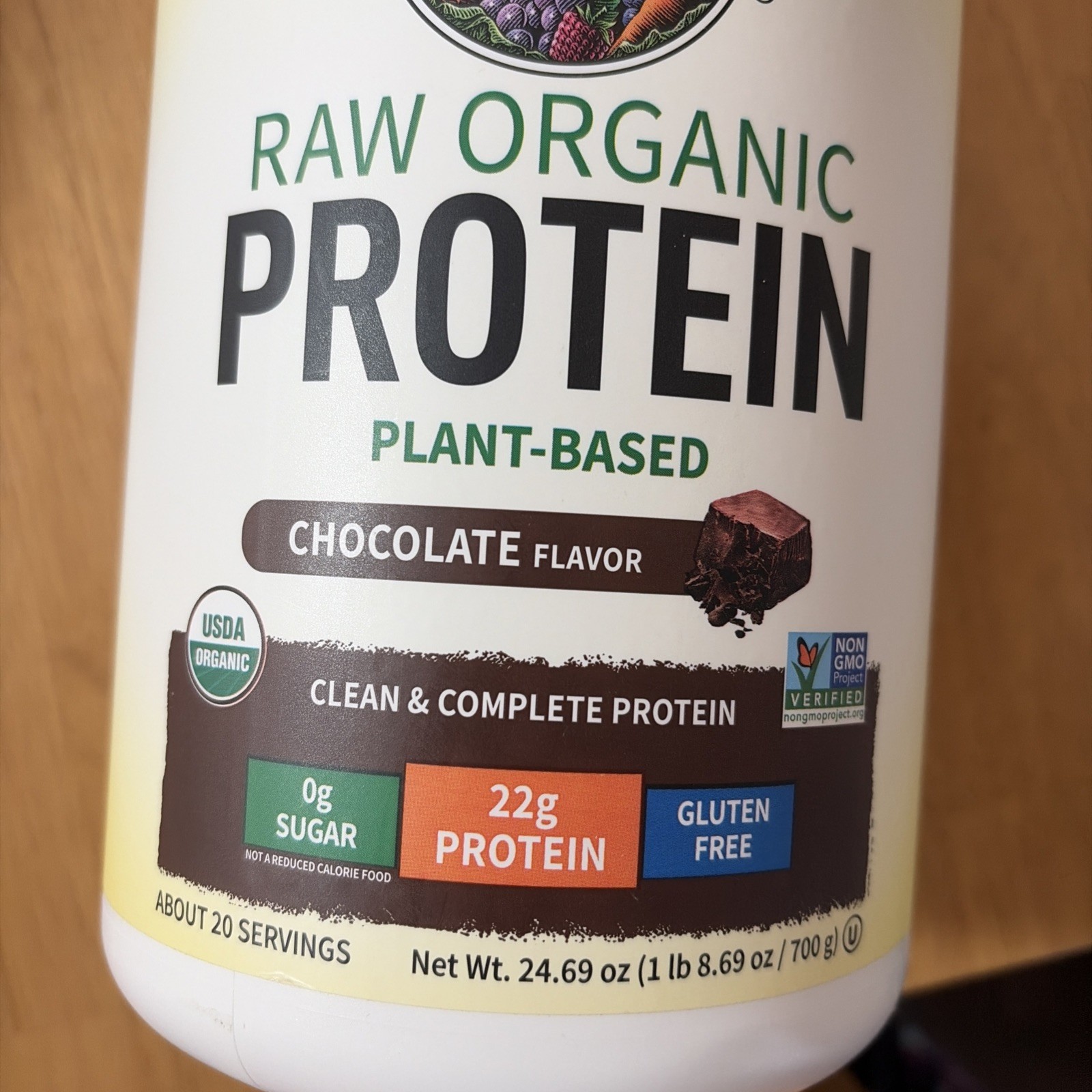New sealed Organic Protein Plant Based 24.69oz Chocolate Flavor exp August 2026