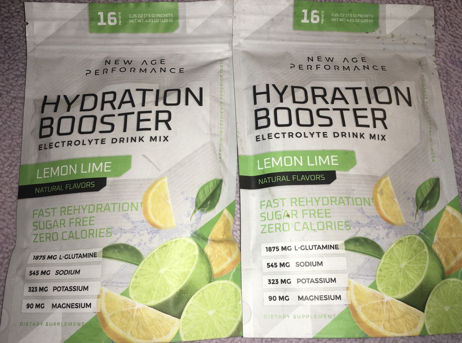 2 New Age Performance Hydration Booster Lemon Lime Electrolyte Drink Mix Recover