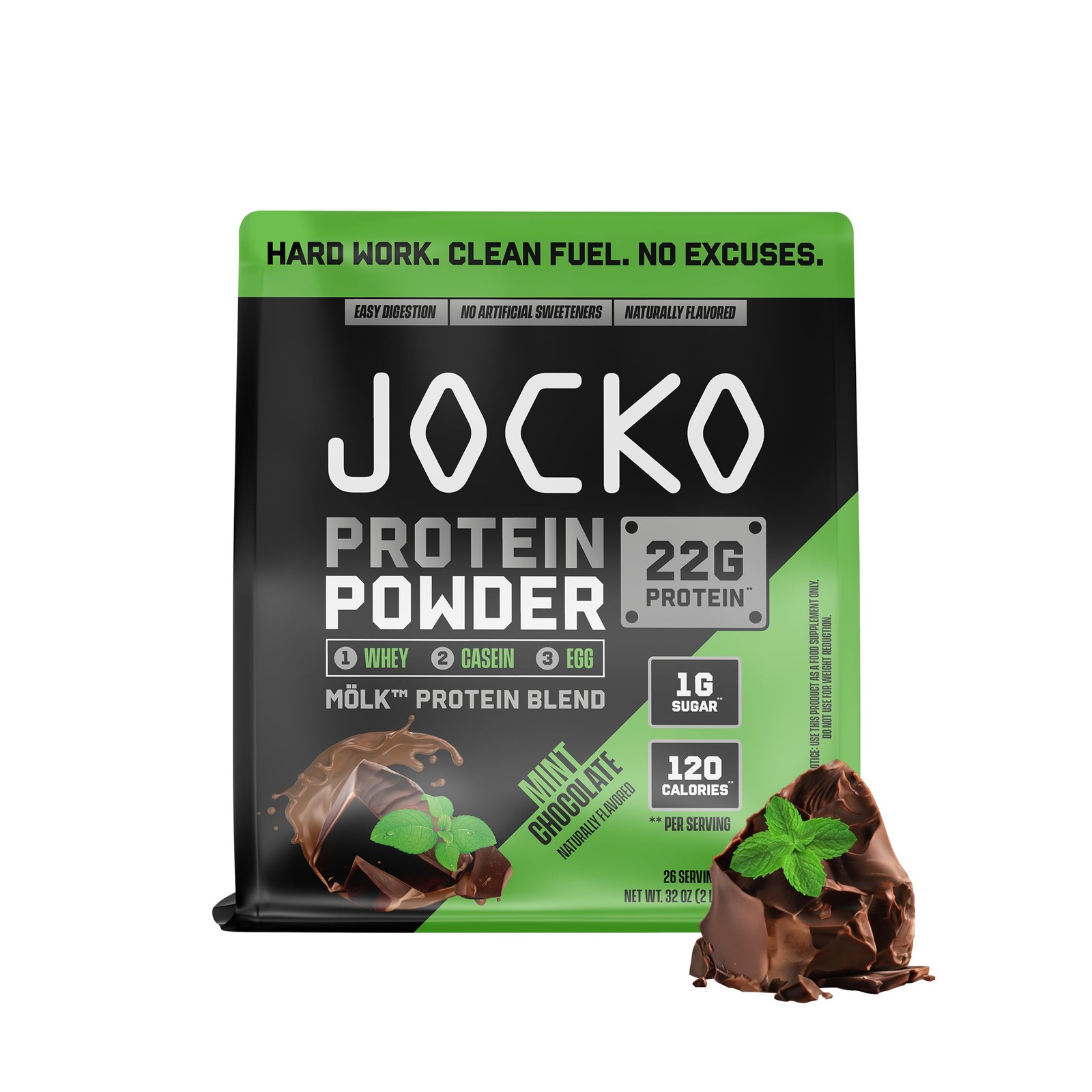 Jocko Fuel Whey Protein Powder, Mint Chocolate, 22g 2 Pound (Pack of 1)