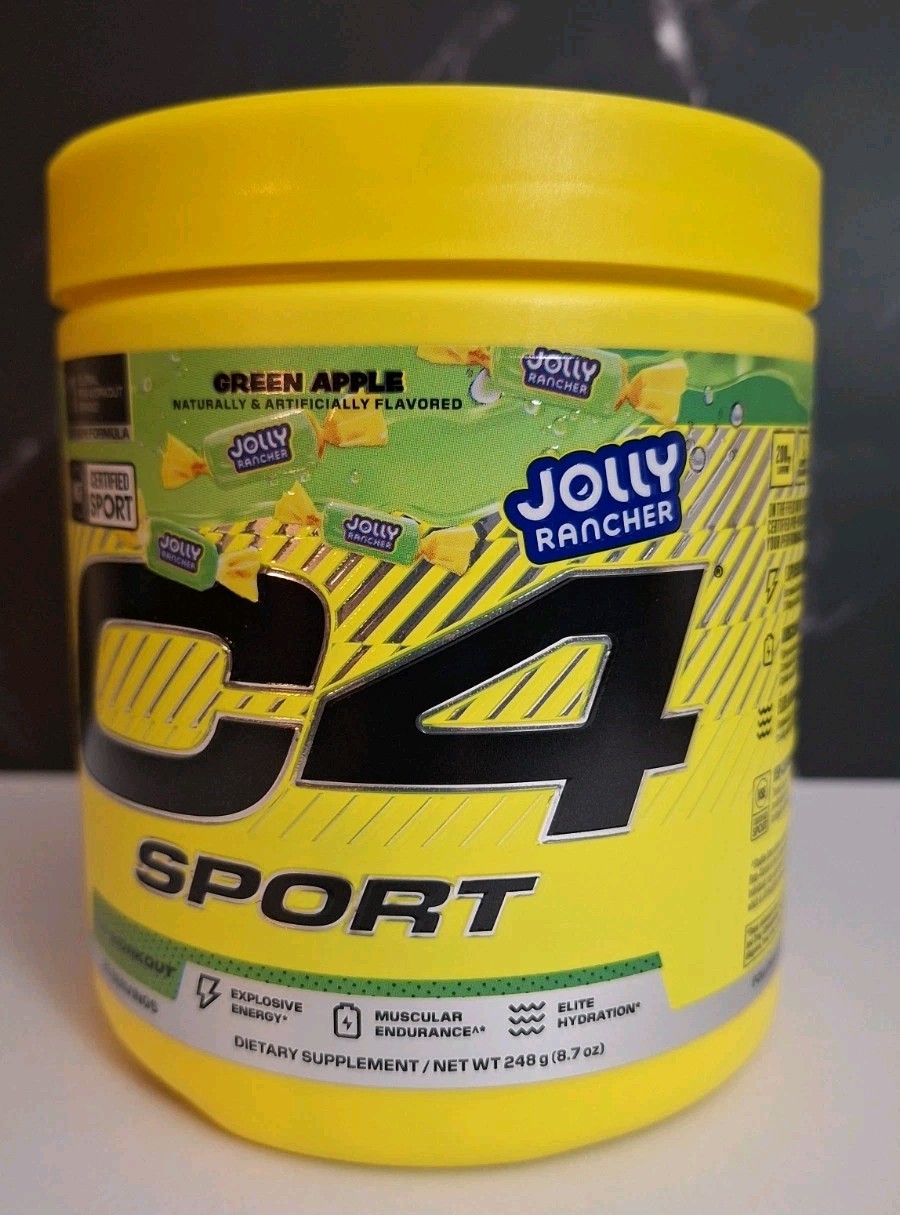C4 Sport Pre-Workout, 2 Tubs, Jolly Rancher Green Apple, 20 Servings, 12/2027✨️