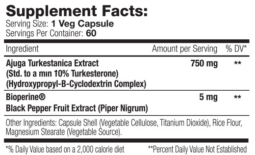 Muscle Addiction Turkesterone with Bioperine 60 Capsules New
