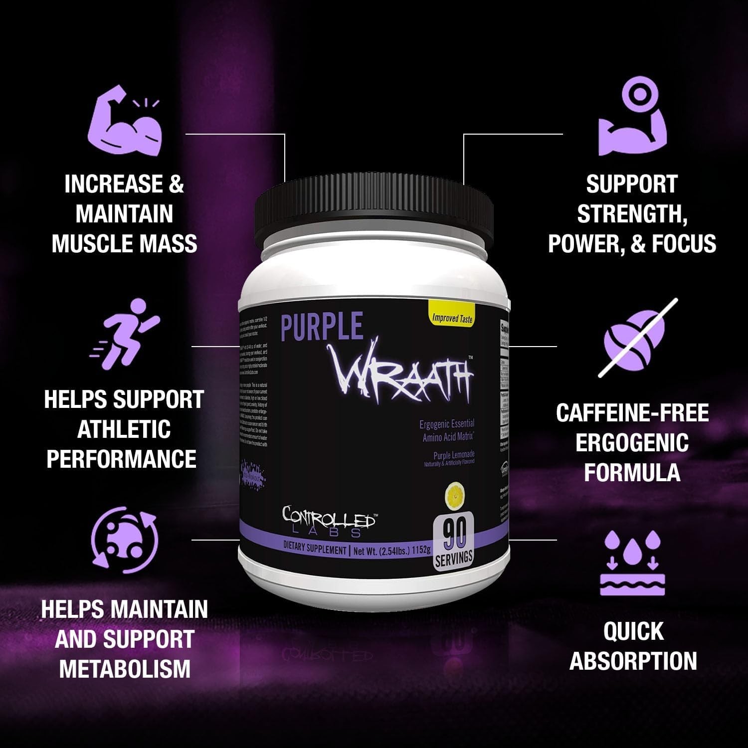 Purple Wraath Intra Workout Powder for Endurance – 90 Servings Lemonade