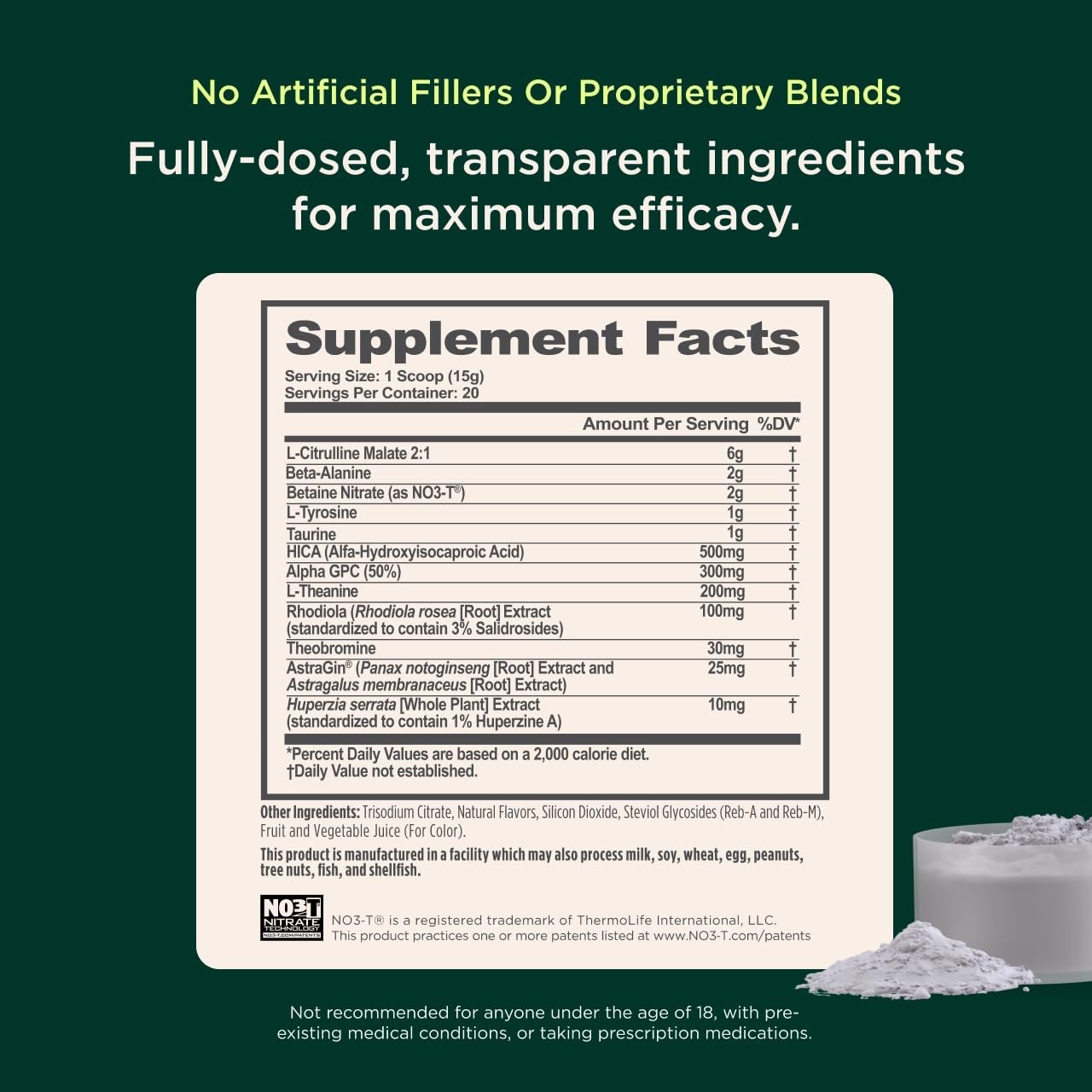 Caffeine-Free Pre Workout Powder for Energy, Focus & Endurance – 20 Servings Gra