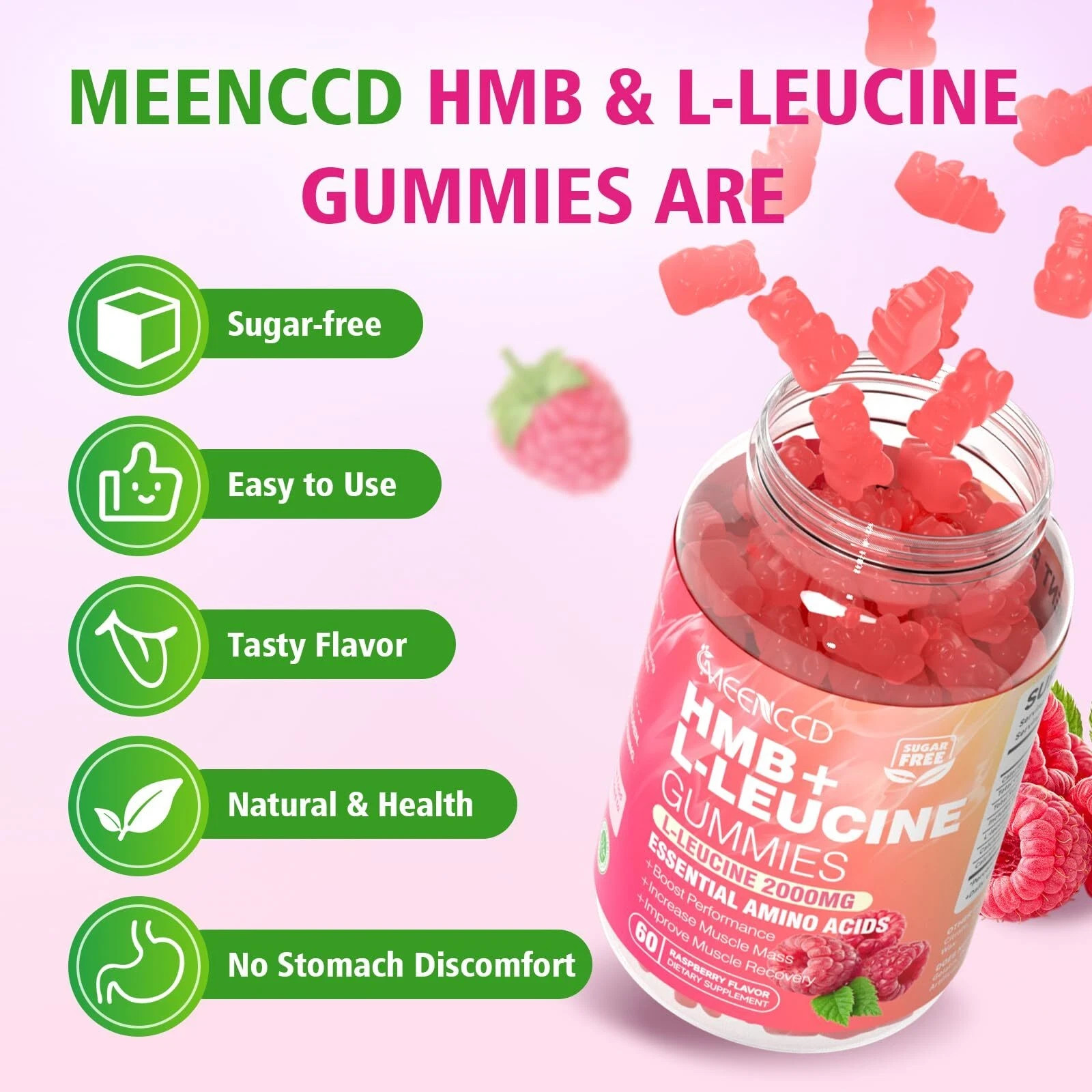MEENCCD HMB and L-Leucine Gummies 3000mg HMB and Leucine Amino Acid for Muscl…