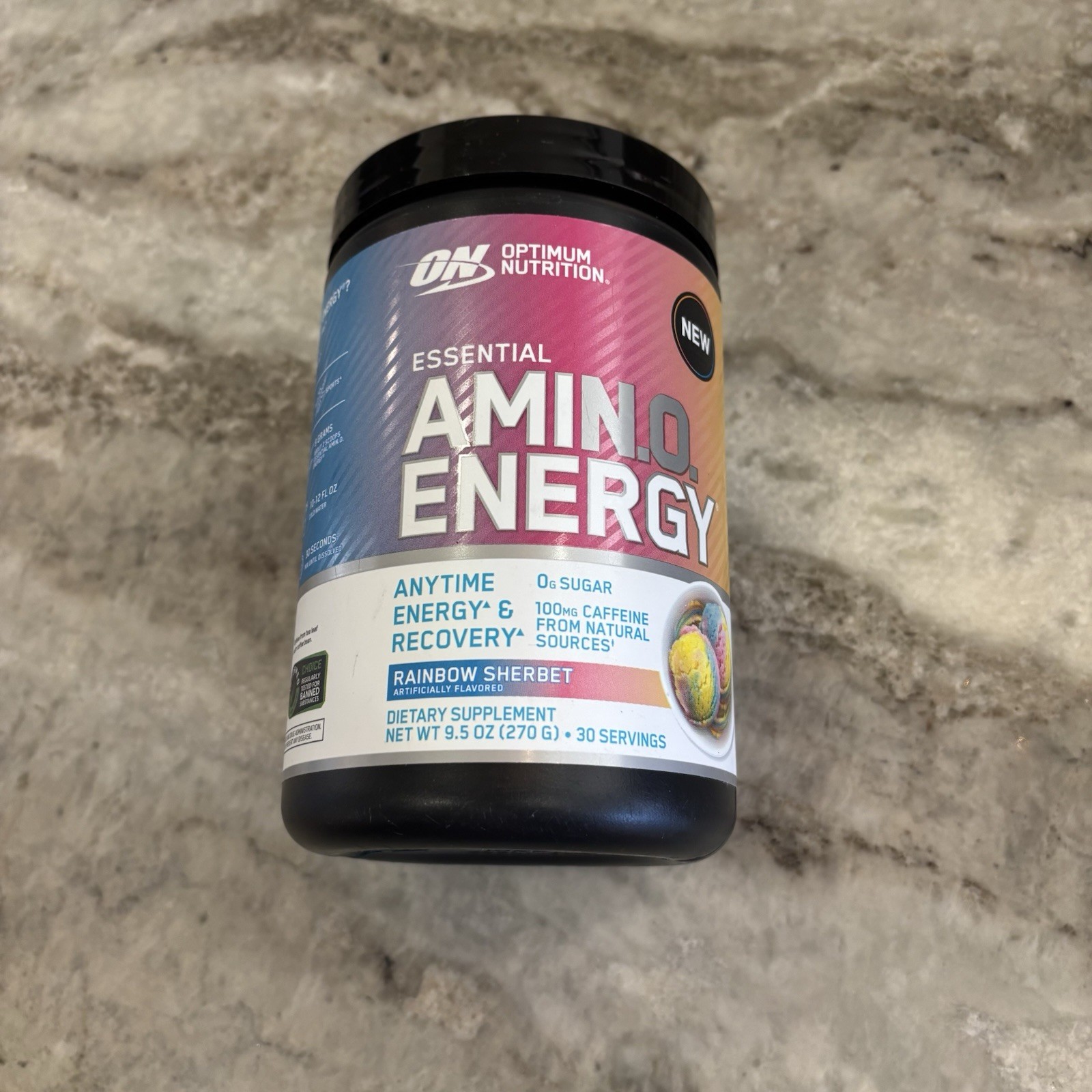 Optimum Nutrition Essential AMIN.O. Energy Rainbow Sherbet 30 SERV 270g EX 9/27