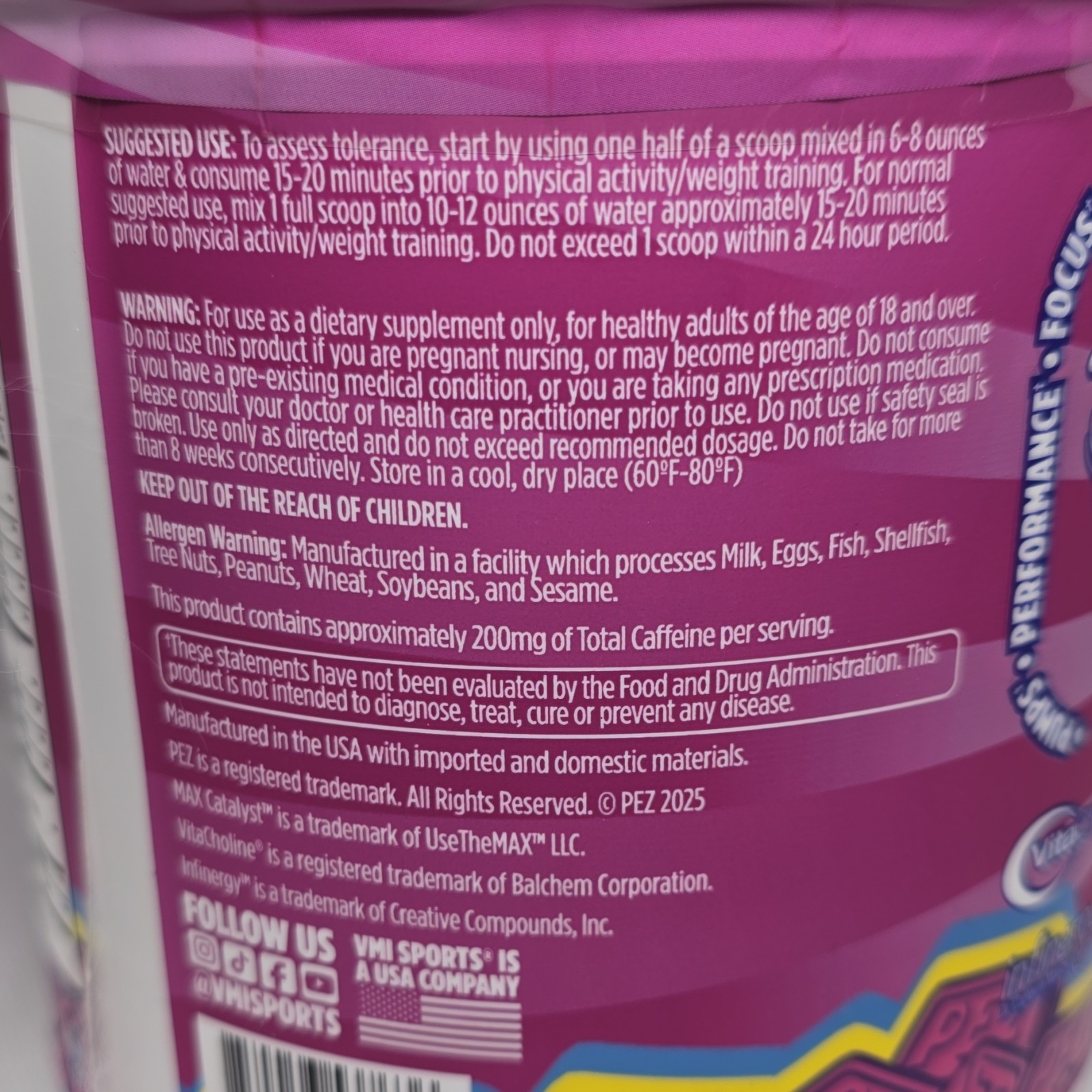 VMI Sports PEZ KXR Performance Pre-Workout Grape 504g L-Citrulline, Caffeine