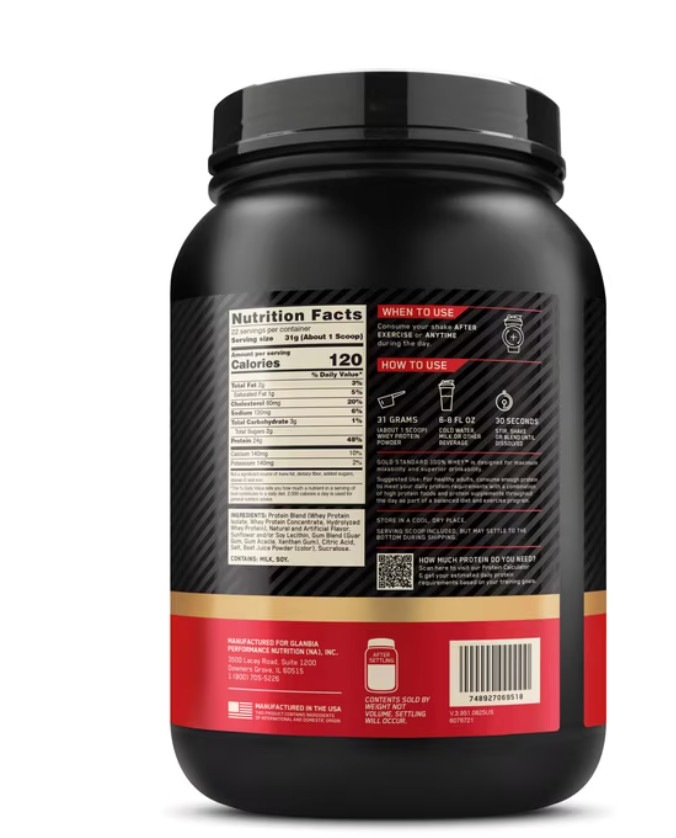 ON Gold Standard 100% Whey Protein Powder, Strawberries & Cream, 22 Servings NEW