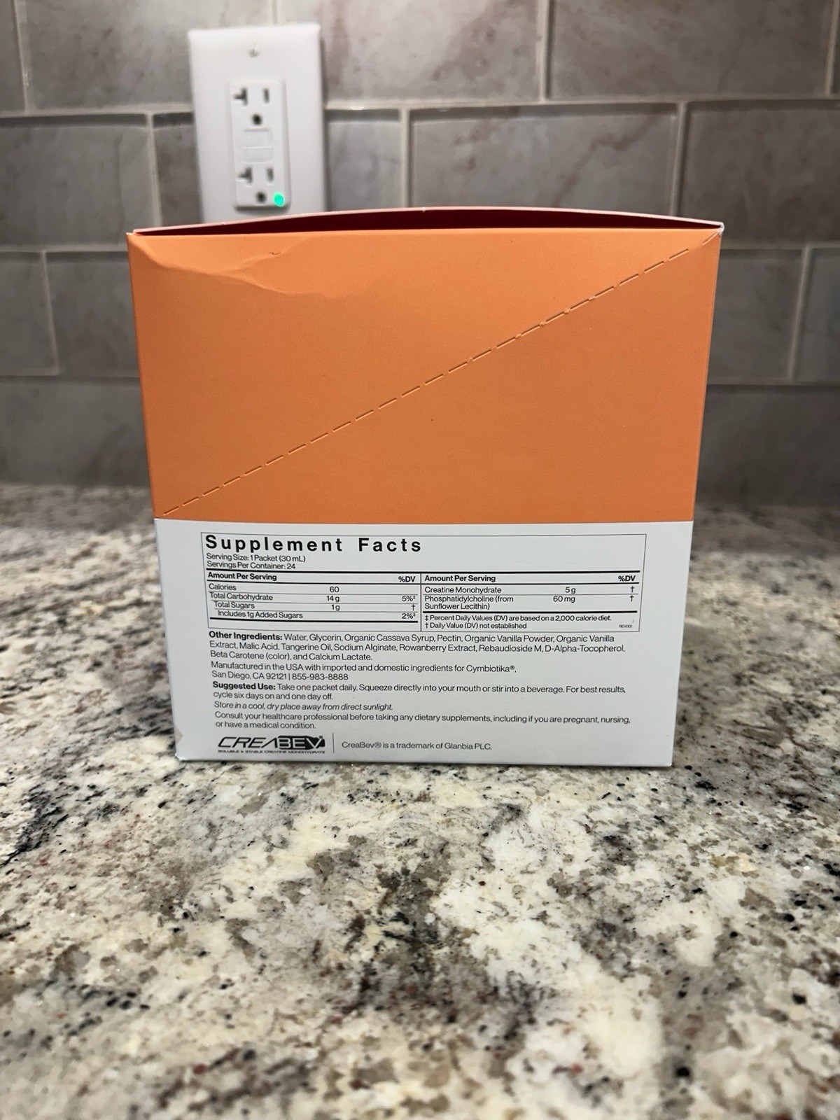 Cymbiotika Liposomal Advanced Creatine Liquid Packets 24 Tangerine Vanilla 720mL