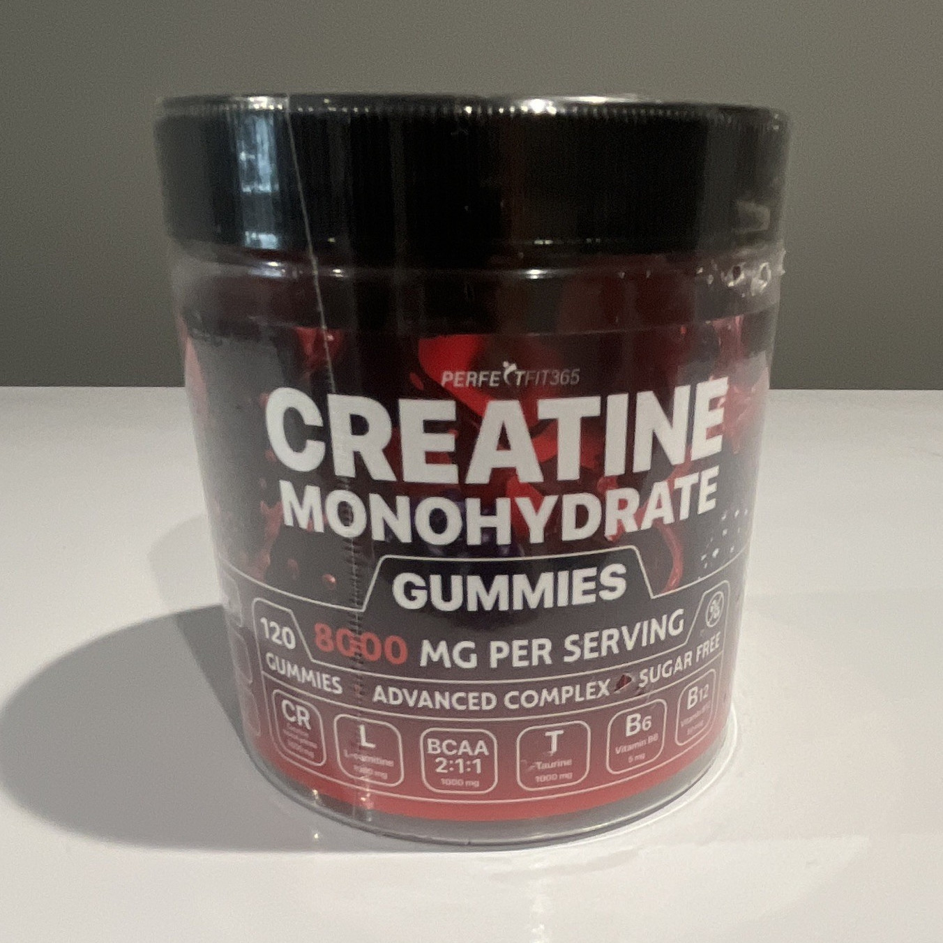 PerfectFit365 Creatine Monohydrate Gummies Sugar-Free Blackberry 120 8000mg