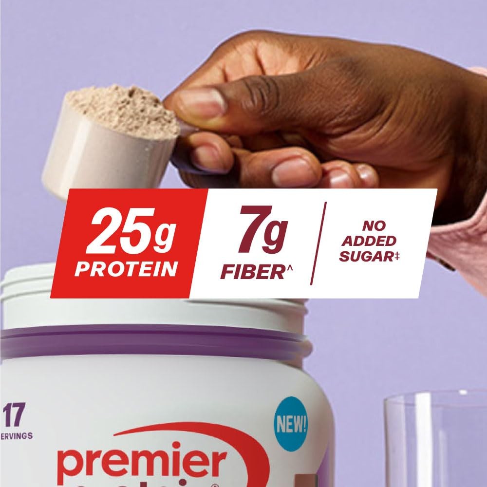 Premier Protein Powder Plus Fiber, Chocolate, 25g Protein, 7g Fiber to Suppor…
