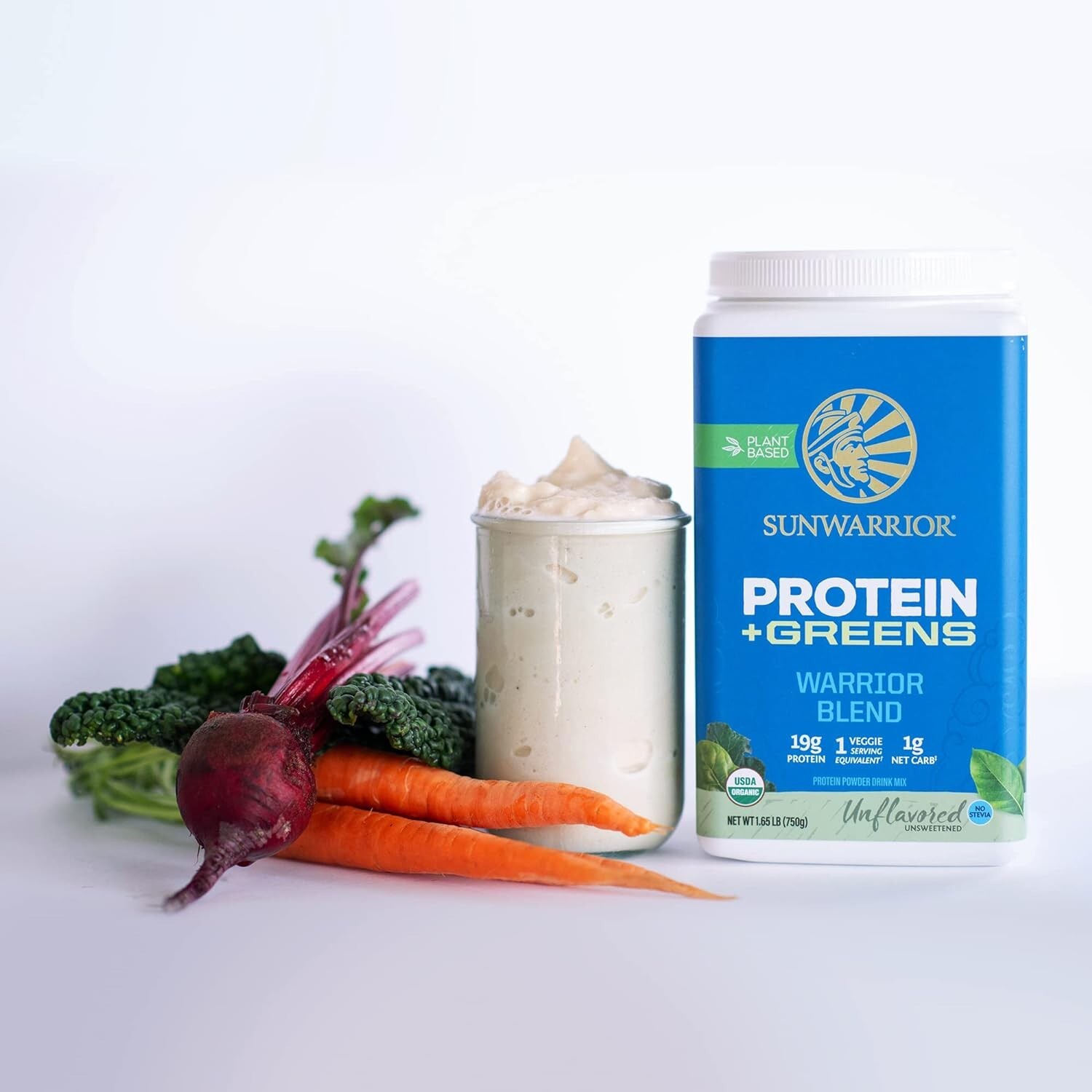Sunwarrior Warrior Blend Protein Greens Powder Drink Mix BCAA Plant Based 1.65lb