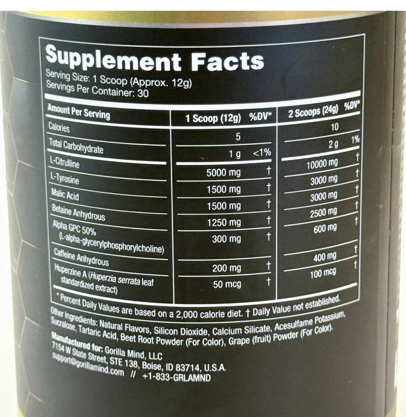 Gorilla Mode Base Pre Workout Formula Cherry Blackout 30 servings 0.79LB / 360G