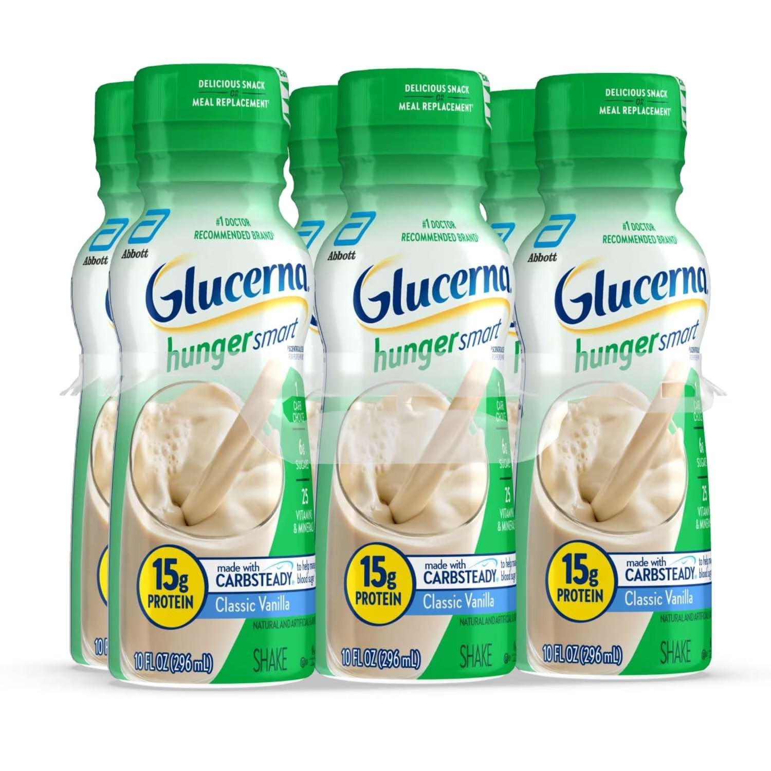 Glucerna Hunger Smart Diabetic Protein Shake Classic Vanilla 10oz Bottle 6ct
