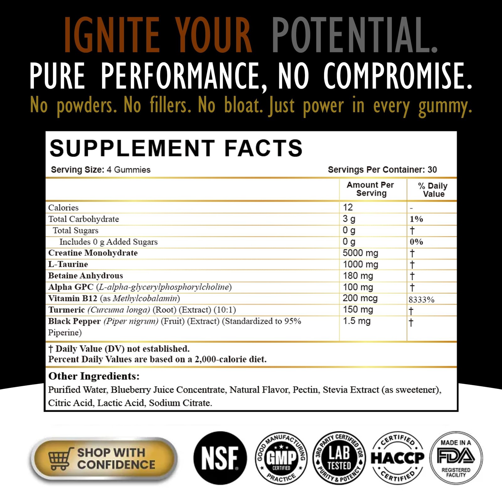 Creatine Monohydrate Gummies for Men & Women – Sugar 120 Count (Pack of 1)