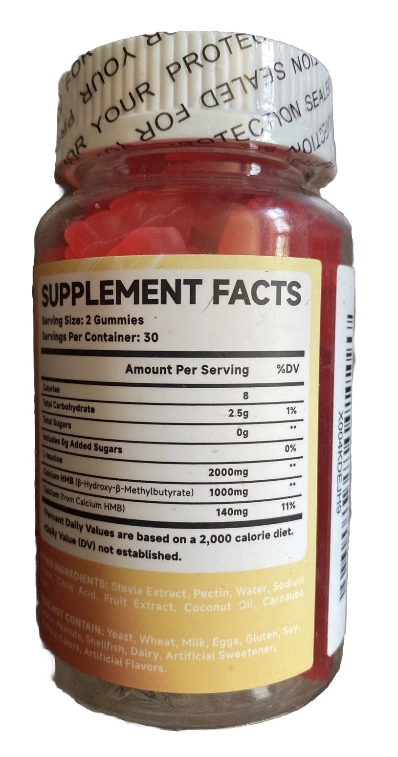 MEENCCD HMB L-Leucine Gummies 2000mg HMB Leucine Amino Acid 60 Rasberry Gummies