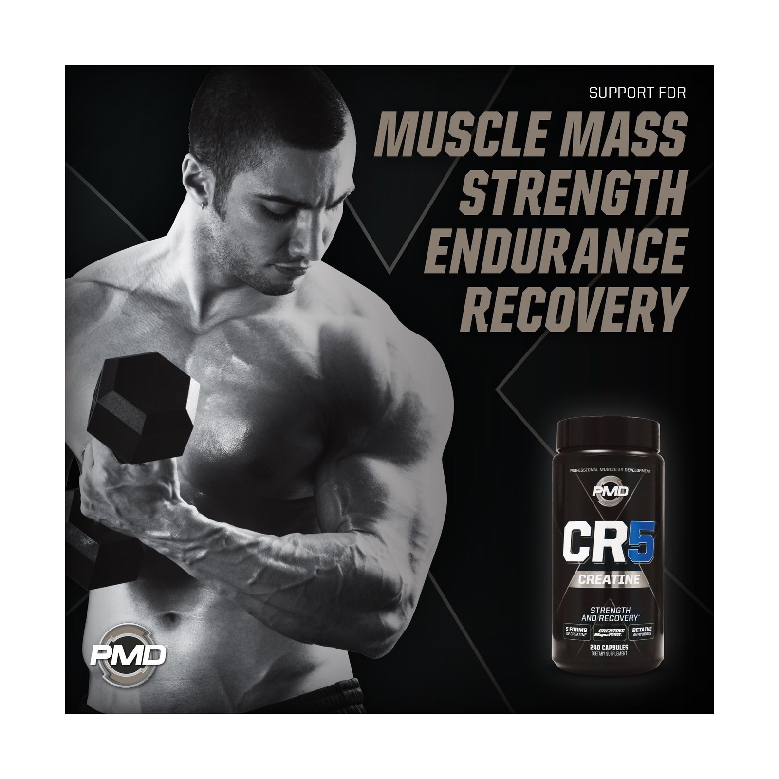 PMD CR5 Creatine for Strength and Recovery – 240 Capsules | Endurance, Energy…